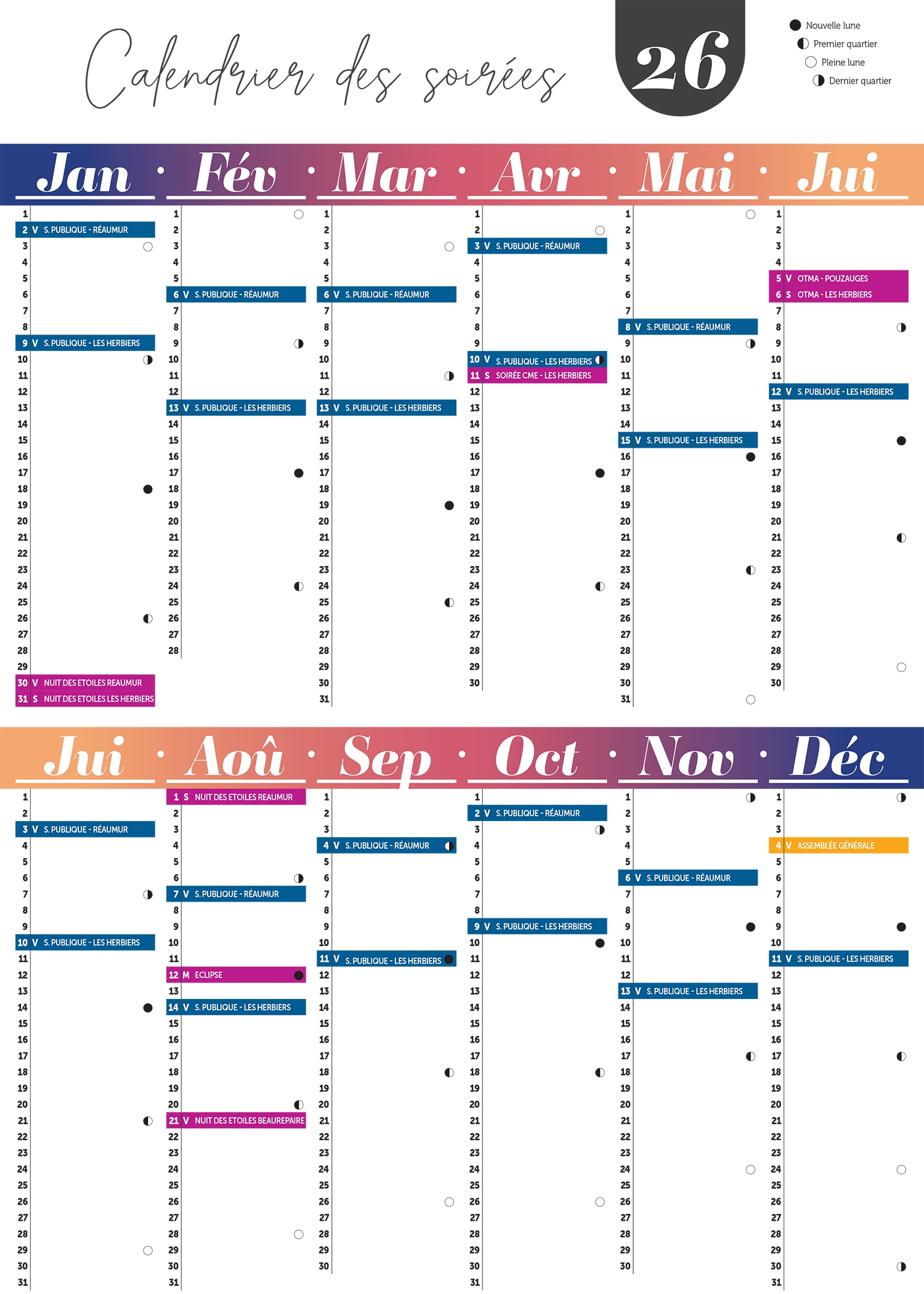 calendrier-soirées 2026 Villages du Ciel