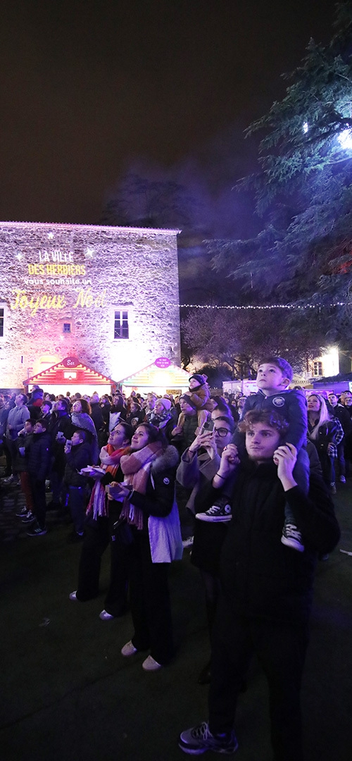 Feu d'artifice marché Noël une