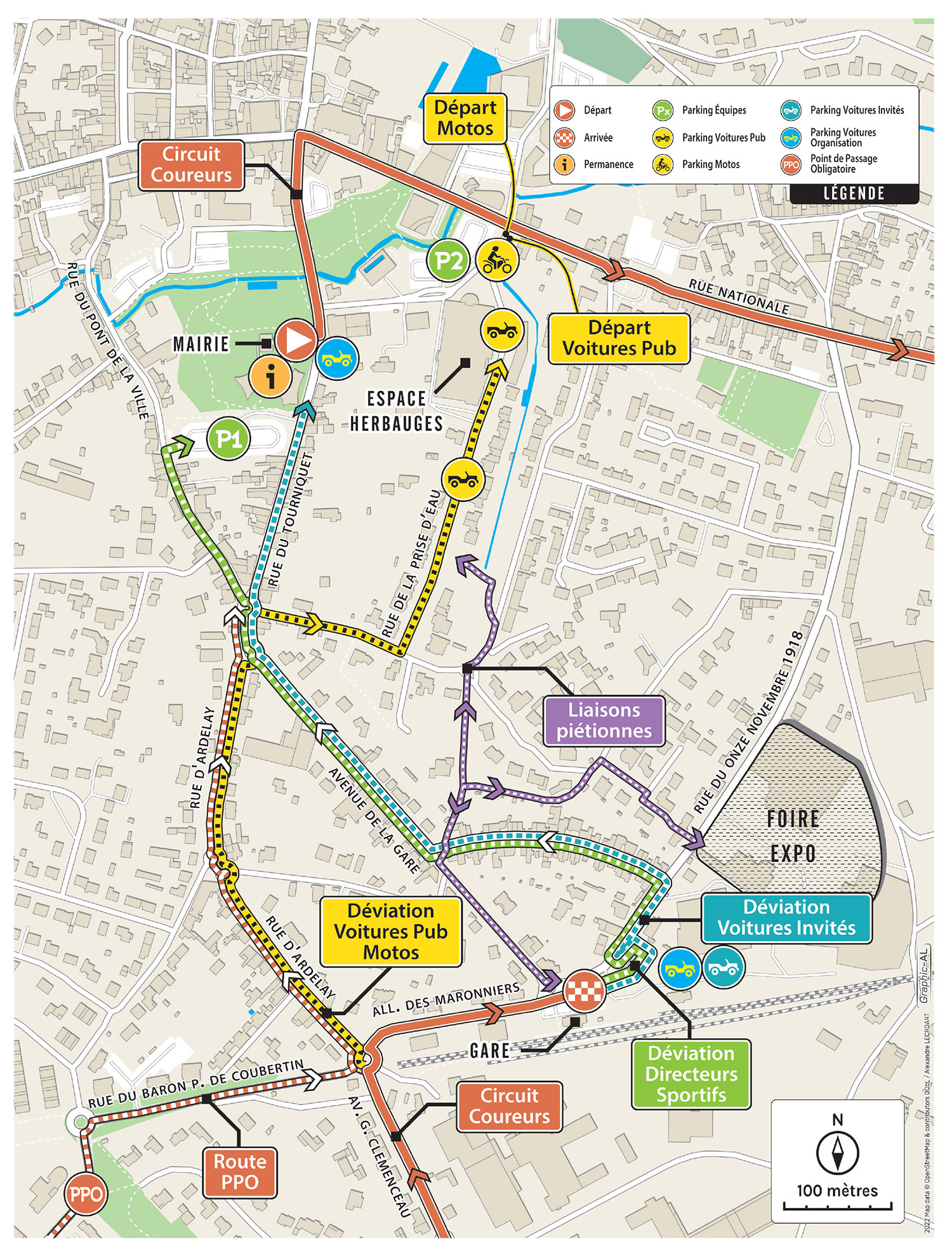 chrono zones départ et arrivées